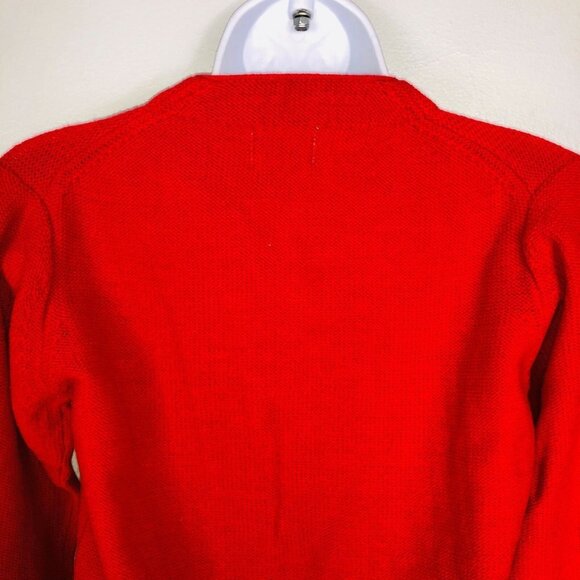Vintage 70s Kentfield Sweater Mens S Red Cardigan V Neck Grandpa - Picture 7 of 9